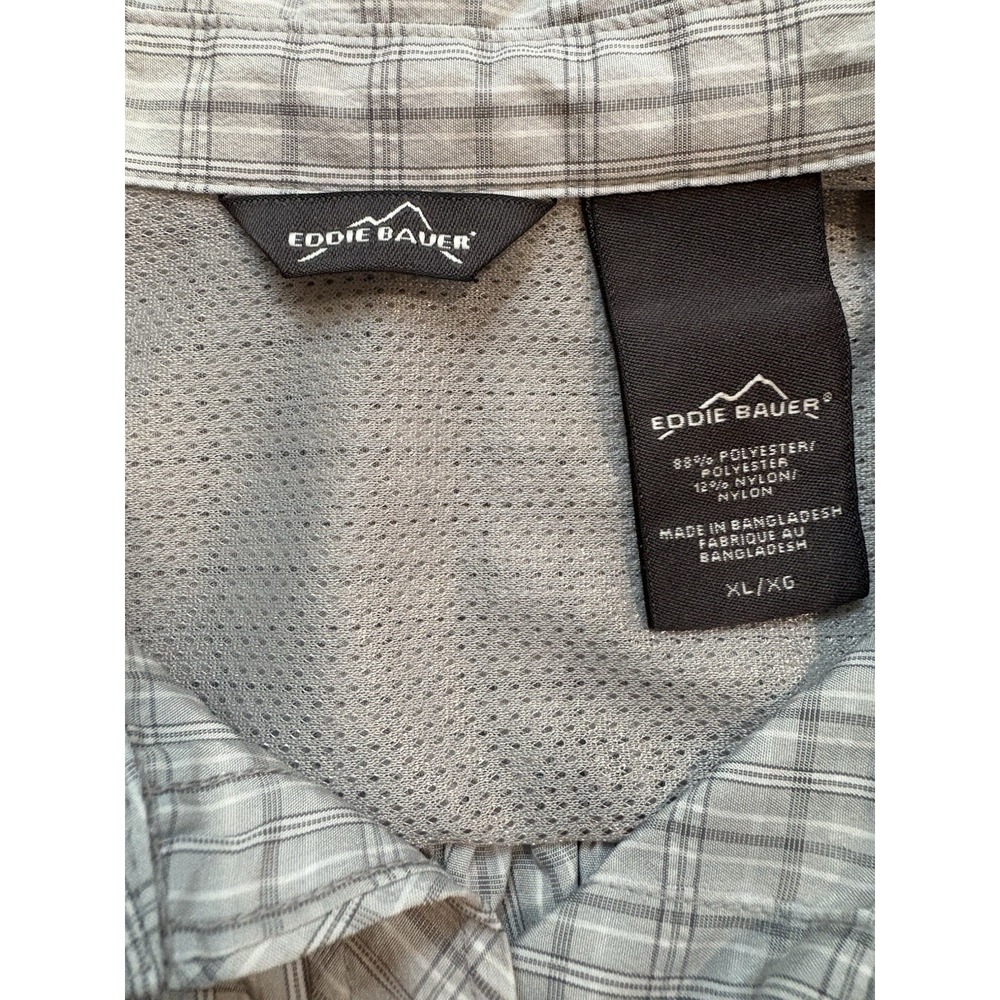 Eddie Bauer Sport Shirt Women's XL Gray Plaid Outdoor Hiking Fishing Performance - Picture 3 of 3